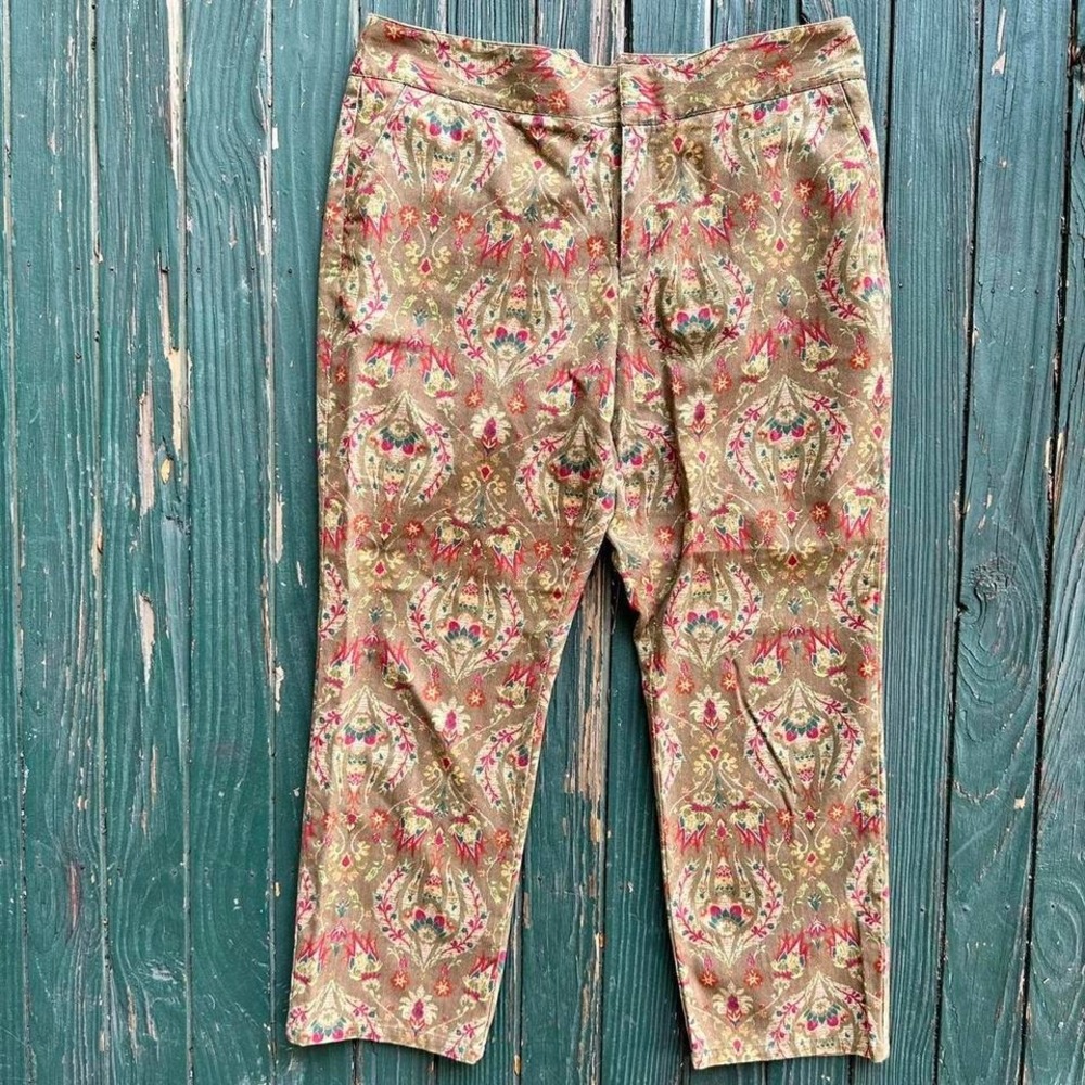 Liz Clairborne floral Audra jeans cropped pants size 14 Og2